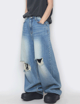 destroyed balloon denim pants