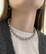 Silver ball bar necklace(6mm)