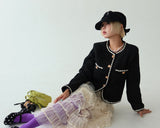 Color-Blocked Chain Tweed Jacket