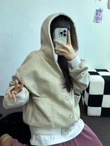 TERRY SHEEP🐑☁🤎HOODIE CARDIGAN JACKET 🤎💛🖤3COLOR