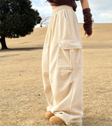 (LUXURIOUS VELVET💎/NOT CHEAP) TWO-PLEAT VELVET STRING CARGO ELASTIC PANTS
