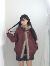 Milkfur high neck suede jumper