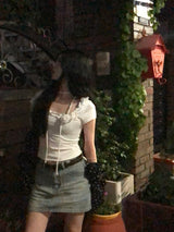 Rose Frill Strap Tee