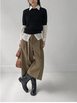 Autumn Wool Cable Knit Half Knit