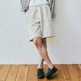 front seam fatigue short pants cream