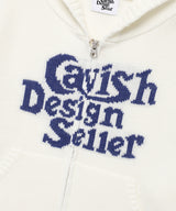 W SELLER LOGO KNIT ZIP UP HOODIE IVORY(CV2EFFK684A)
