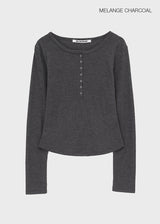 [MADE] Merib Waffle Henley-Neck Long-Sleeve T-Shirt