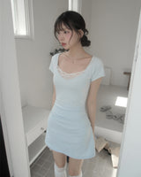 [MADE] Viola Lace Shirred Mini Dress