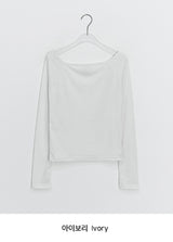 Domas Off-Shoulder Boat Neck Long Sleeve T-Shirt