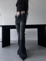 washed slub bootcut denim (2color)