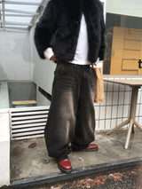 No.1538 A pocket wide black denim PT