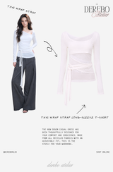 Thai wrap strap long-sleeve T-shirt