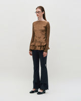 Glossy Frill Top _ BLACK