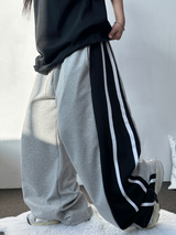 シルバー🩶🤍ツーライントラックバルーンワイドパンツ🖤🩶2カラー