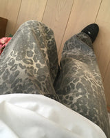Ponte Leopard Back Pocket Wide-Leg Pants