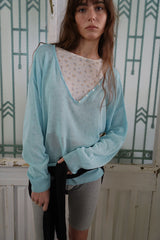 Button v-neck knit_skyblue
