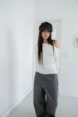 slim raglan off-shoulder top(4colors)