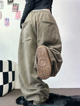 ソフティ💍💎スエードバルーンロングパンツ🩶🤎🖤3カラー