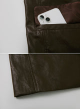 #Simple Leather Overfit Leather Jacket (2color)