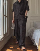 Merid pintuck wide slacks