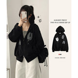 Momo Alphabet Printed Two-Way Oversized Fit Hooded Zip-Up