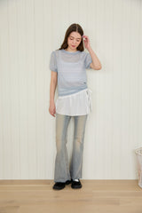 SHEER BLOOM SHIRRING TOP