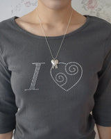 [925SILVER] ADORN HEART RIBBON NECKLACE