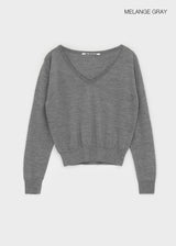 [B-BASIC] ワイドVネックニット (50% Wool)
