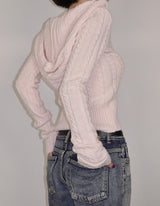Cable V-Neck Hooded Knit