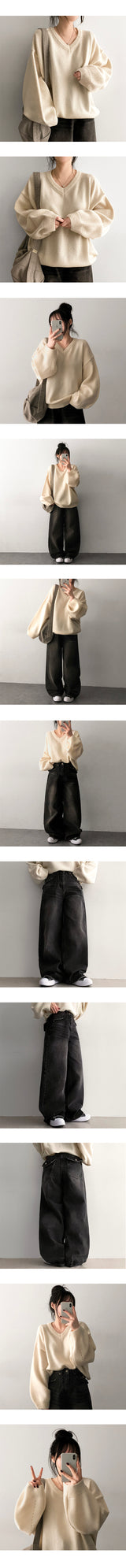 Ind boxy punching balloon V-knit