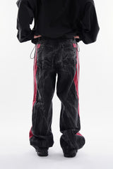 Bumpy side track wrinkle denim pants