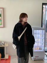 [unisex] キルシュッドボタンストライプフーディー