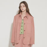 FAUX SUEDE STUDS JACKET [PINK]
