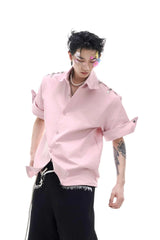 Metal Buckle Deconstructed Shirt