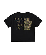 スターレタリングクロップドTシャツ - ブラック