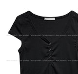 Laco Cap Sleeve Snap Button Crop Short Sleeve