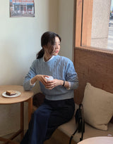 ウィンター ラウンドクロップツイストニット(6color)