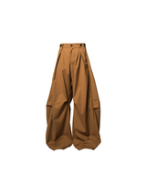 RELABEL Three-dimensional Composition (Lines and Corners) Horizontal And Vertical Combination Of Pleated And Draped Loose-fitting Scimitar Silhouette Suit Trousers