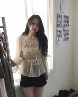merlin puff strap shirring chiffon bl