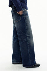 Straight Washed Blue Jeans