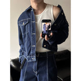 [SET UP가능] Stitch crop denim trucker jacket(2color)