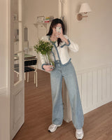 Peak wide denim pants