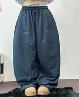 MINK🐻🧸RIVET STRING LONG WIDE PANTS 💙🖤2COLOR