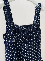 Navy Dotted Square Neck Flared Dress