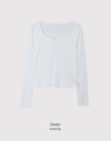 ルアシャーリングレースフリルリブTシャツ (4color)