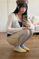 カウルネック レーストップス (IVORY, PINK)