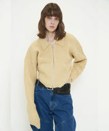 CUTTING DOUBLE ZIP KNIT CARDIGAN