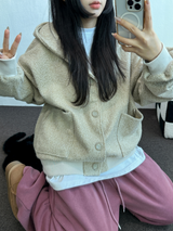 TERRY SHEEP🐑☁🤎HOODIE CARDIGAN JACKET 🤎💛🖤3COLOR