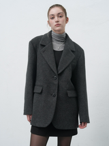 hairy quilting jacket - charcoal