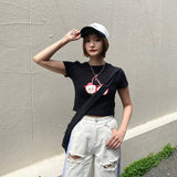 KIRSH X TOKYO BIG CHERRY CROP T-SHIRT - BLACK